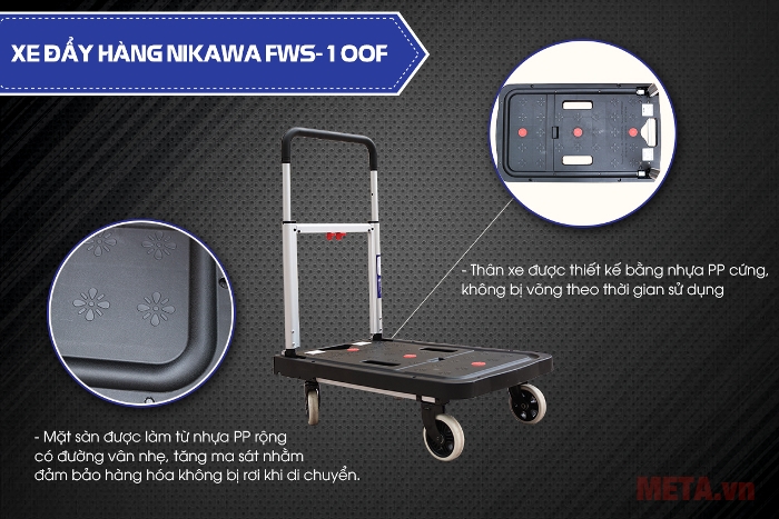 Xe đẩy hàng Nikawa FWS-150F có sức chứa hàng hóa tối đa 150kg 