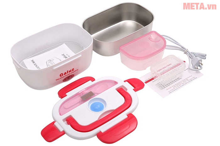 Bộ sản phẩm bao gồm: 1 dây cắm, 1 hộp đựng canh, 1 hộp nhỏ đựng gia vị, 1 ngăn lớn