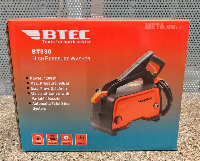Máy xịt rửa áp lực cao Btec BT530 có áp lực 90 bar Máy xịt rửa áp lực cao Btec BT530 có áp lực 90 bar