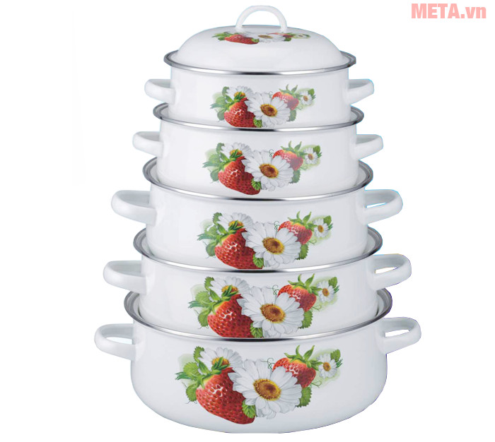 Hình ảnh bộ nồi tráng men Mishio (MK5G)