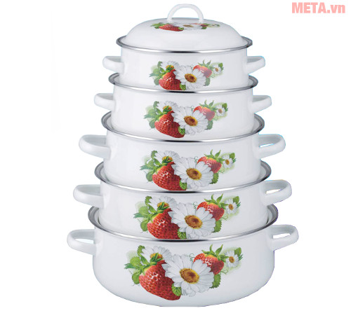 Bộ 5 nồi tráng men Mishio (MK5G)