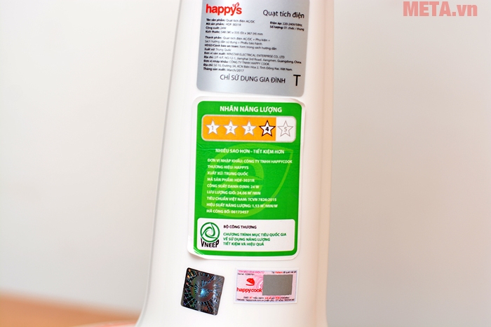 Nhãn năng lượng của quạt Happy's HDF-3031R