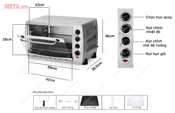 Lò nướng Sanaky VH 509B - 50 lít sử dụng nhiều chức năng và công nghệ thông minh