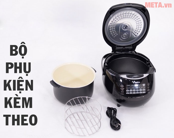 Máy làm tỏi đen đa năng cảm ứng Ceramic Mishio MK03 với các phụ kiện kèm theo 