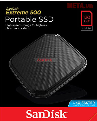 Ổ cứng di động 120GB SSD Sandisk Extreme 500 Portable SDSSDEXT-120G-G25 để ngoài hộp vuông