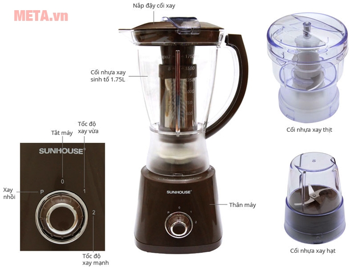 Cối xay dung tích tích lớn, đáp ưng nhu cầu sử dụng cho gia đình 4 - 6 người