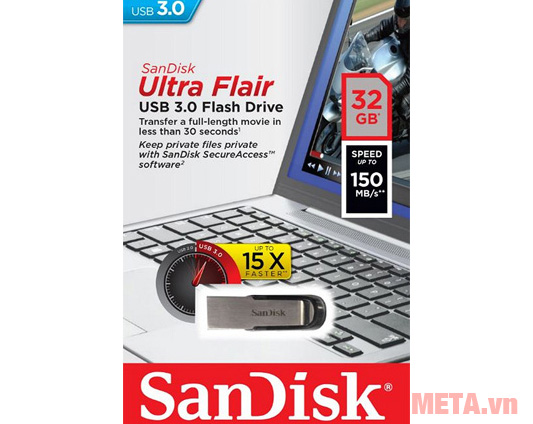  Với thiết kế nhỏ gọn, bạn có thể mang USB 3.0 Sandisk Ultra Flair CZ73 32GB theo mọi nơi rất tiện dụng