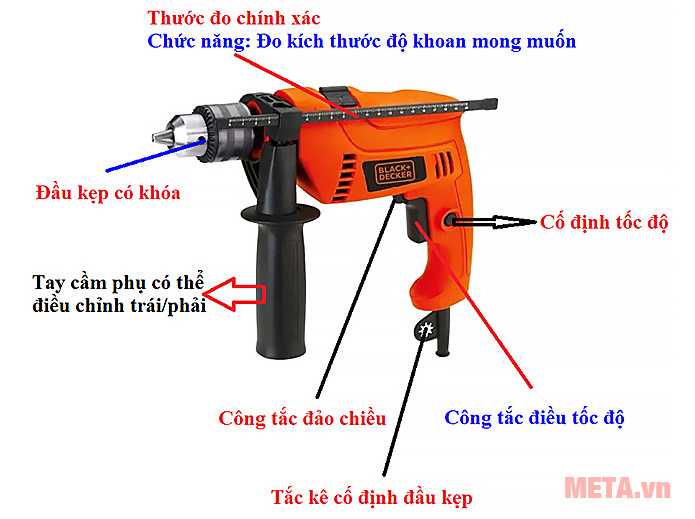 Cấu tạo máy khoan động lực Black & Decker HD555KMPR