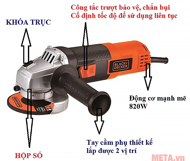 Máy mài góc Black&Decker G720B có công suất 820W