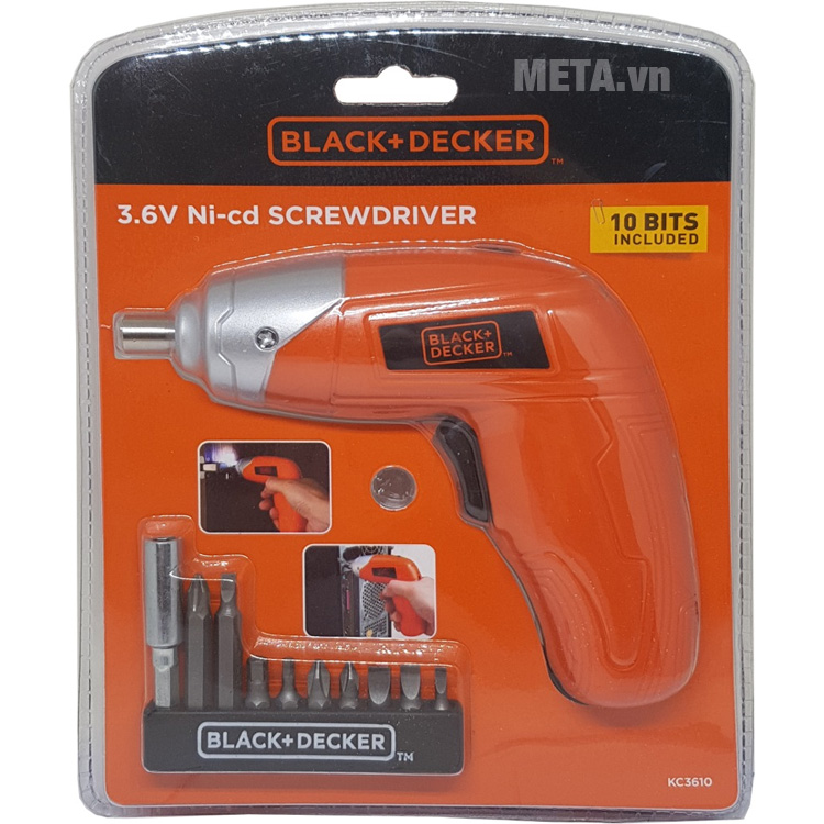 Máy vặn vít dùng pin Black&Decker KC3610 đi kèm 10 phụ kiện tiện dụng