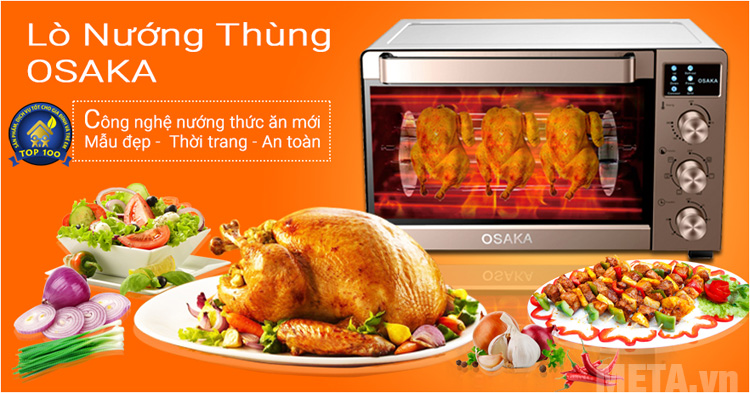 Lò nướng thùng Osaka TO-55LW 55L giúp bạn chế biến nhiều món ăn ngon
