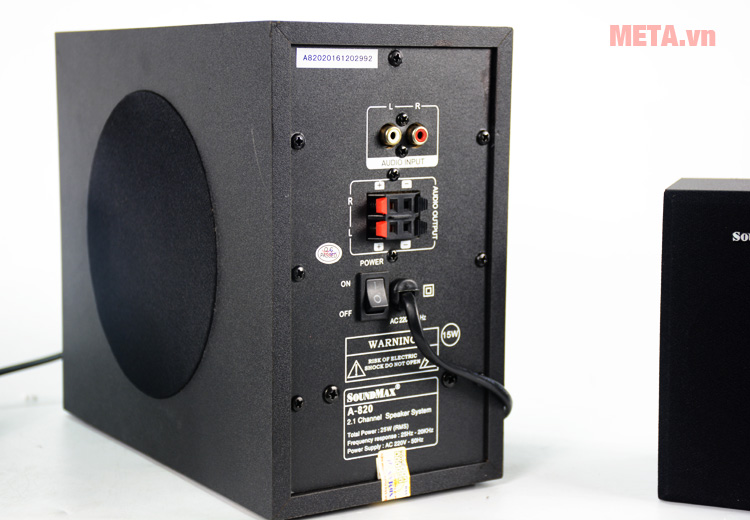 Cổng kết nối phía sau loa vi tính SoundMax A820 2.1