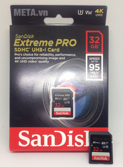 Thẻ nhớ máy ảnh 32GB SanDisk Extreme Pro SDHC SDSDXXG-032G-GN4IN có hộp sang trọng