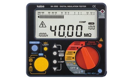 Đồng hồ đo điện trở cách điện Kaise SK-3500 đo điện áp, điện trở với độ chính xác cao. 
