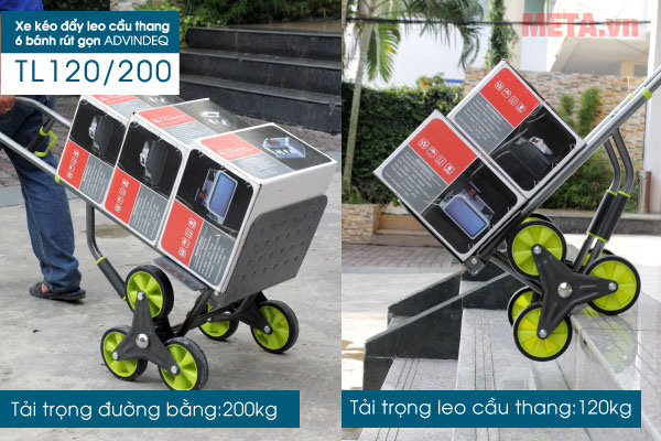 Xe kéo đẩy leo cầu thang 6 bánh rút gọn Advindeq TL-120/200