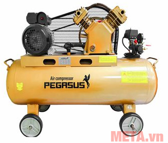 Máy nén khí Pegasus TM-V-0.12/8 có bánh xe giúp di chuyển dễ dàng 