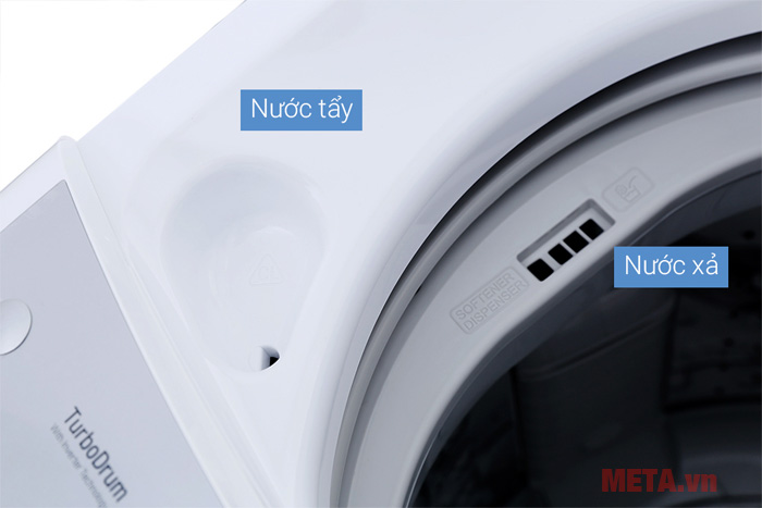 Đặc biệt máy giặt có khay đựng nước tẩy