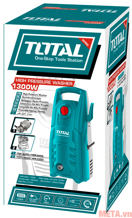Máy phun xịt rửa áp lực cao Total TGT1131 có hộp đựng sang trọng Máy phun xịt rửa áp lực cao