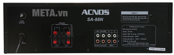 Amply Acnos SA-88N có cổng kết nối phía sau Cổng kết nối amply