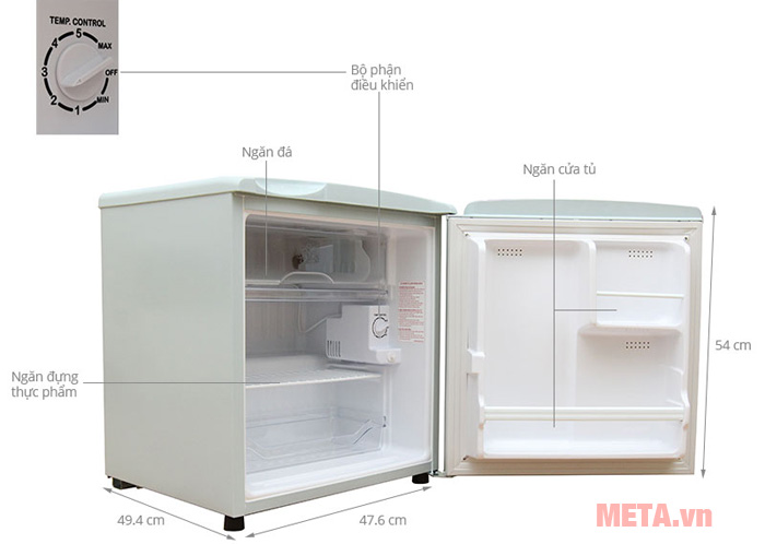 Cấu tạo của tủ lạnh Aqua 50 lít AQR-55AR