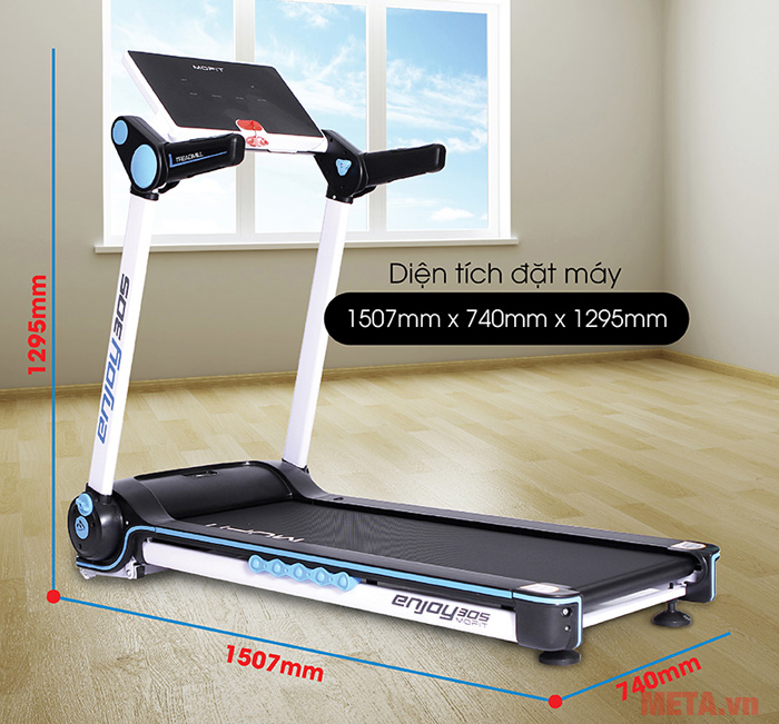 Máy chạy bộ điện Mofit Enjoy 305 nhỏ gọn không chiếm nhiều diện tích sử dụng