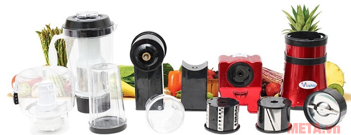 Trọn bộ sản phẩm máy xay cắt đa năng Mishio MK08