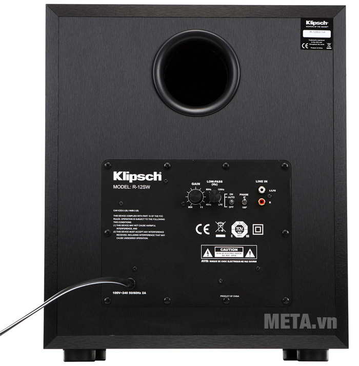 Loa Klipsch Reference R-12SW nhìn từ mặt sau Cổng kết nối của loa