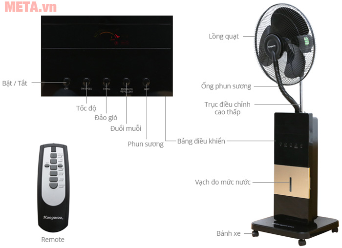 Quạt phun sương thiết kế đơn giản