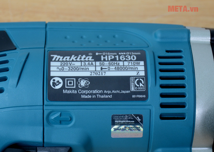 Thông số kỹ thuật của máy khoan Makita HP1630 