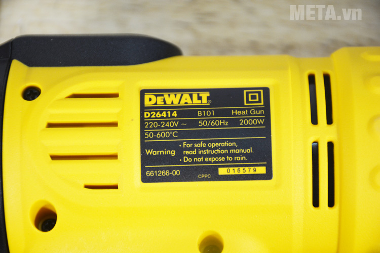 Thống số của máy thổi hơi nóng 2.000W DeWALT D26414