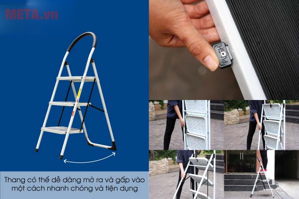 Thang có khóa/mở an toàn Thang ghế 3 bậc