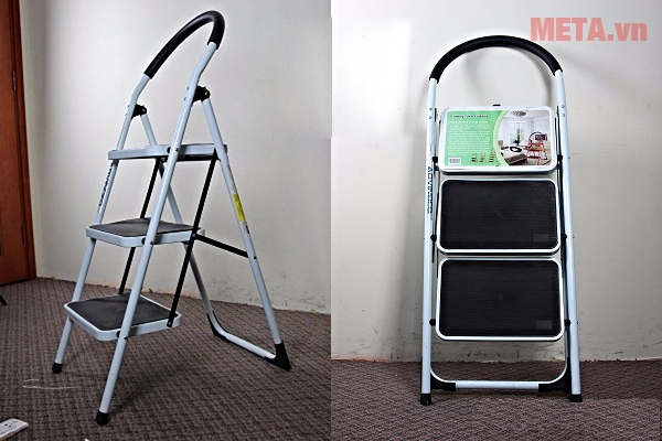 Chân đế chống trơn trượt, đảm bảo an toàn chắc chắn Thang ghế 3 bậc