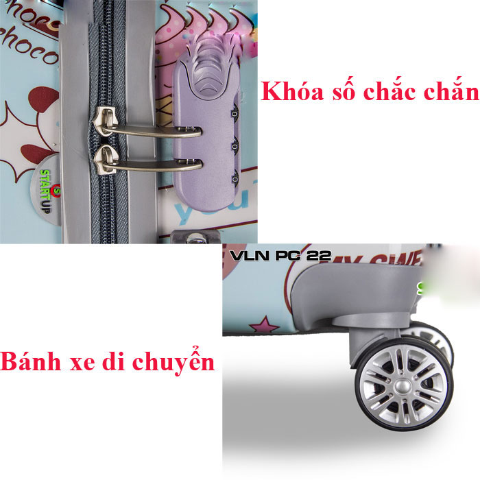 Vali có khóa kéo chắc chắn 