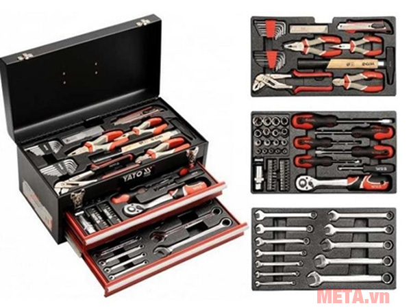 Hình ảnh bộ dụng cụ sửa xe máy chuyên dụng 3 ngăn, 80 chi tiết YATO YT38951