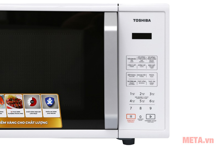 Bảng điều khiển của lò vi sóng Toshiba ER-SS23(W1)VN được thiết kế dạng điện tử