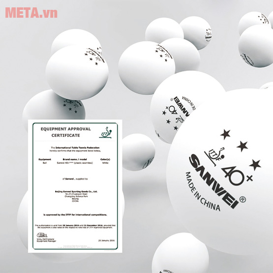 Quả bóng bàn thi đấu Sanwei 3 sao màu trắng Quả bóng bàn thi đấu