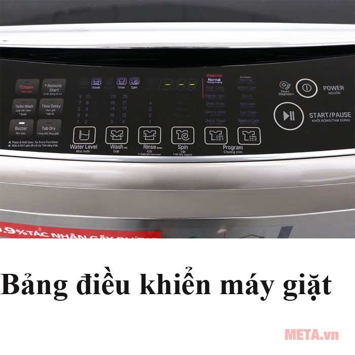 Máy giặt LG có bảng điều khiển tiện lợi 