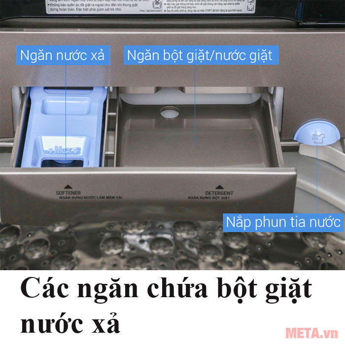 Máy giặt LG có các ngăn chứa bột giặt 