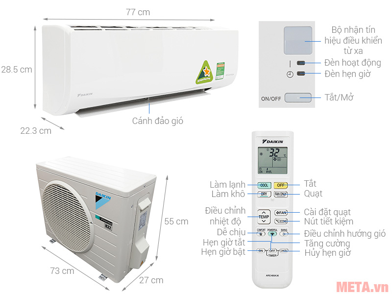 Chi tiết các bộ phận của điều hòa Daikin FTKQ35SVMV