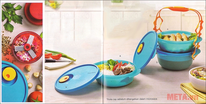 Bộ hộp cơm Tupperware Carry All Bowl rất tiện vì có thể hâm nóng qua lò vi sóng