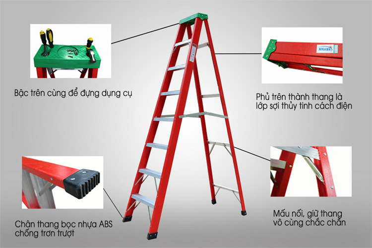 Các chi tiết của thang được cấu tạo an toàn cho người sử dụng