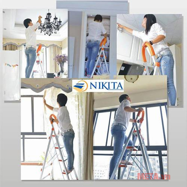 Thang ghế inox 5 bậc Nikita NKT-IN05 giúp bạn vệ sinh nhà cửa tiện lợi