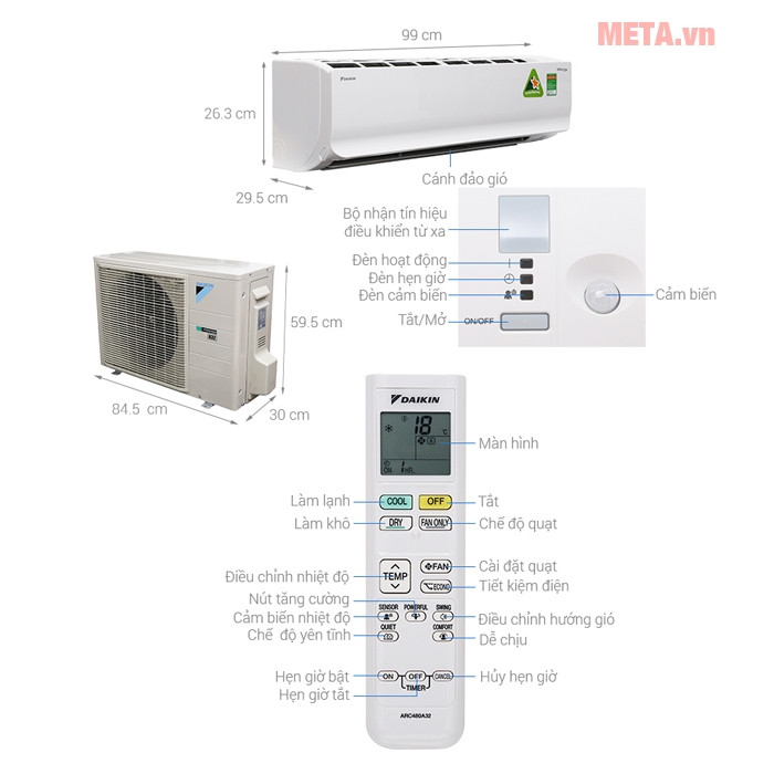 Máy lạnh Daikin 1 chiều Inverter 2.5 HP FTKC60TVMV Mới 2018