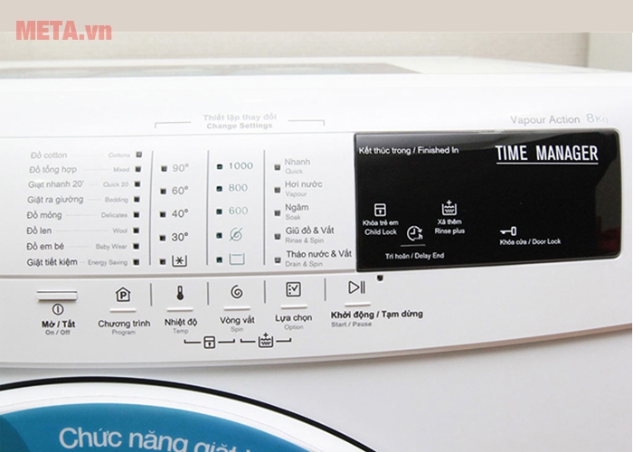 Bảng điều khiển tích hợp nhiều chức năng giặt giũ  Bảng điều khiển tích hợp nhiều chức năng giặt giũ