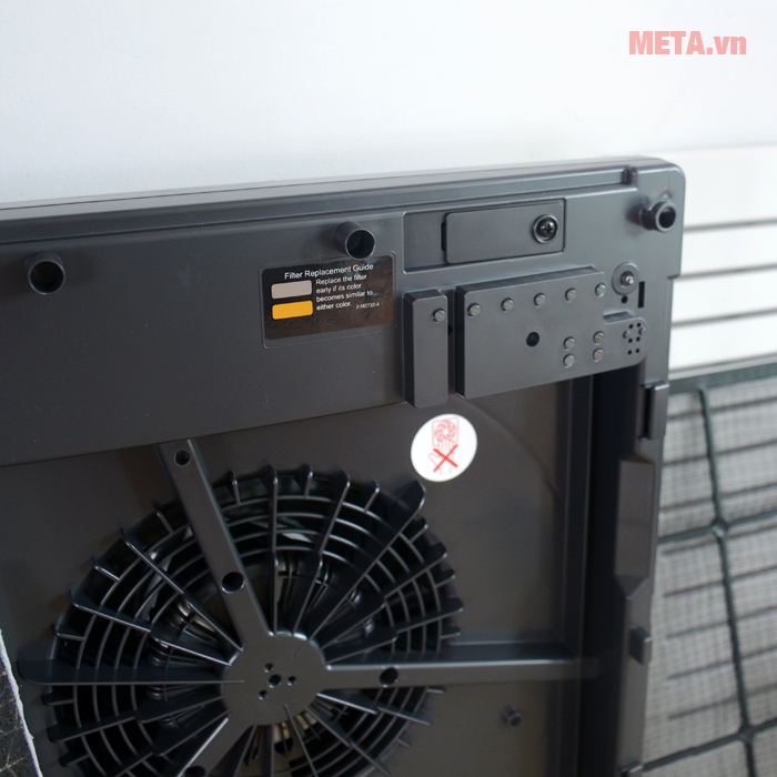 Quạt thông gió và đèn led hiển thị các chức năng của máy lọc