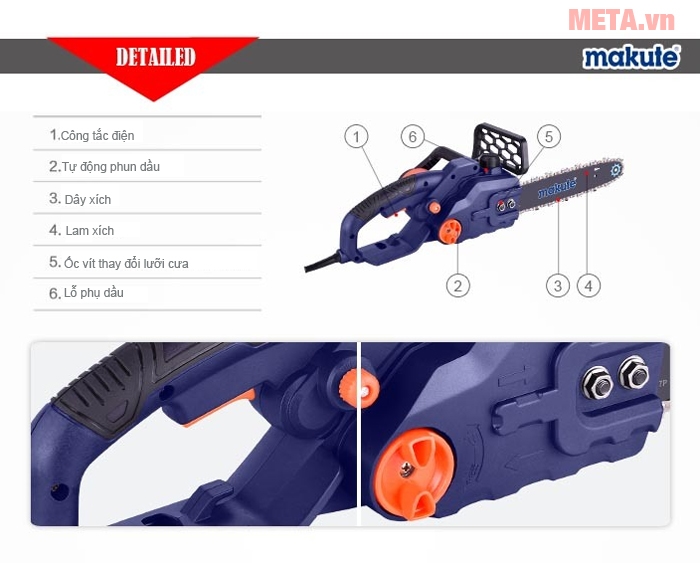 Máy cưa xích chạy điện Makute EC003