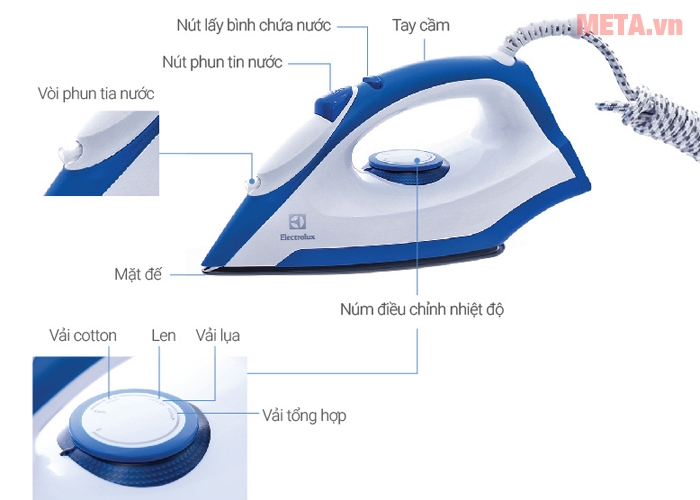 Cấu tạo bàn là khô Electrolux EDI2004 