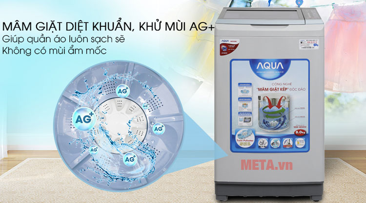 Sử dụng máy giặt Aqua AQW-W80AT giúp quần áo luôn sạch khuẩn.