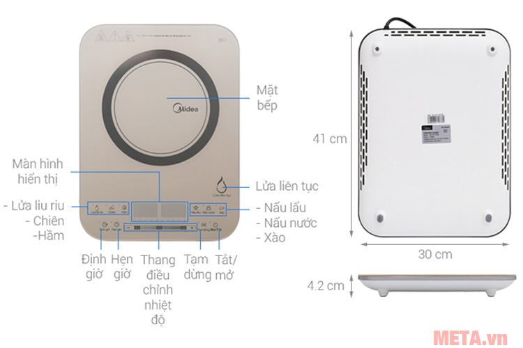 Kích thước của bếp điện từ cảm ứng cao cấp Midea MI-T2117DA