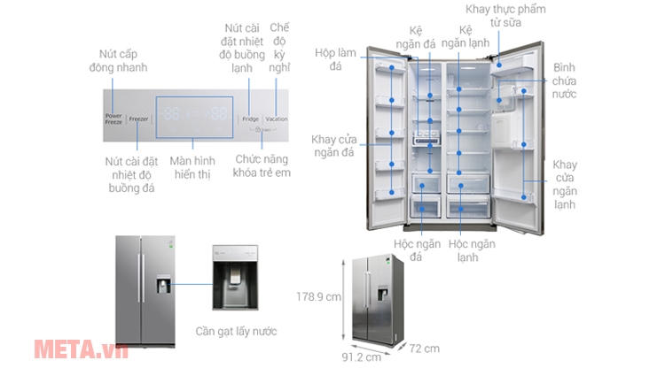 Cấu tạo tủ lạnh Samsung RS52N3303SL/SV